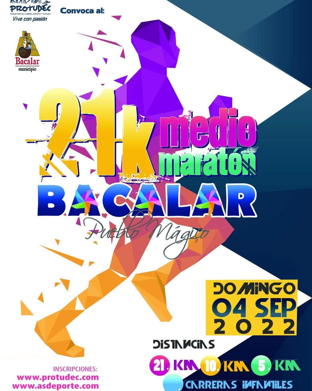 21k Medio Maratón Bacalar (mas 5k/10k/infantiles)