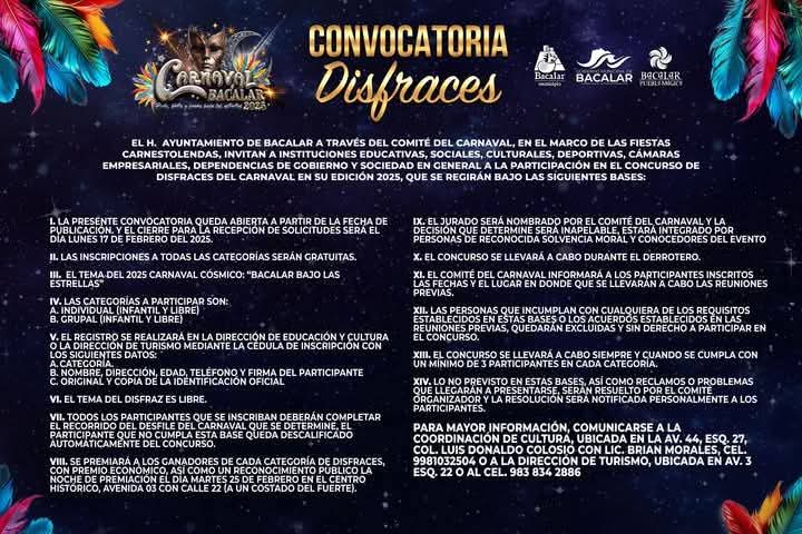 Convocatorias CARNAVAL Bacalar