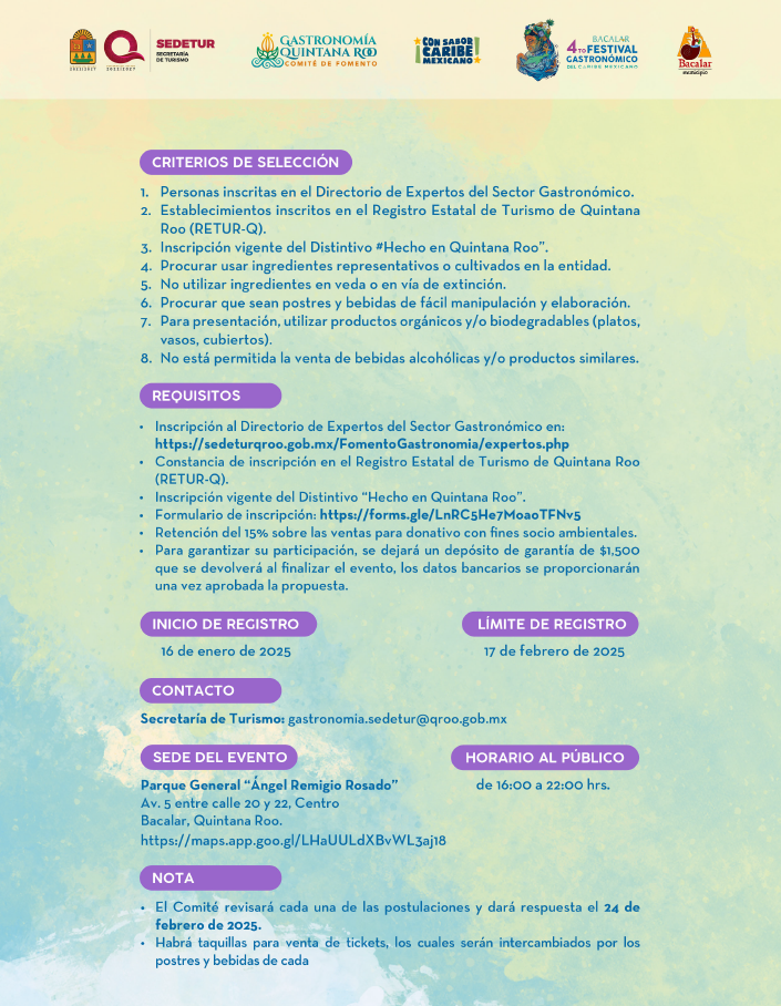 Convocatorias - Festival Gastronómico Bacalar