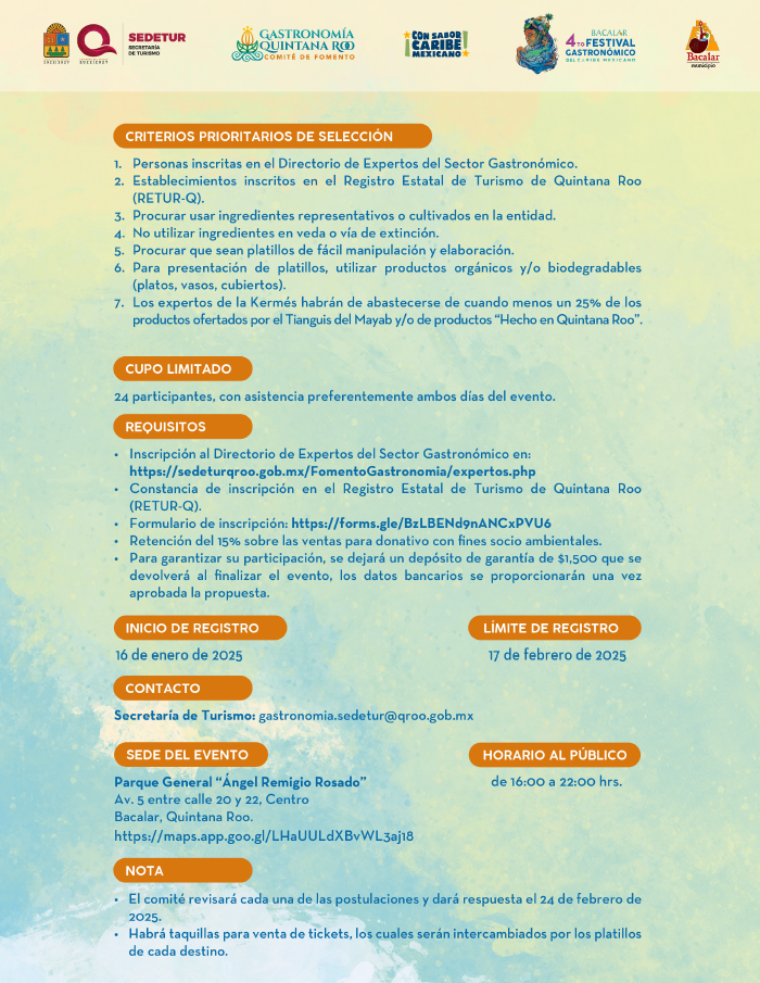 Convocatorias - Festival Gastronómico Bacalar