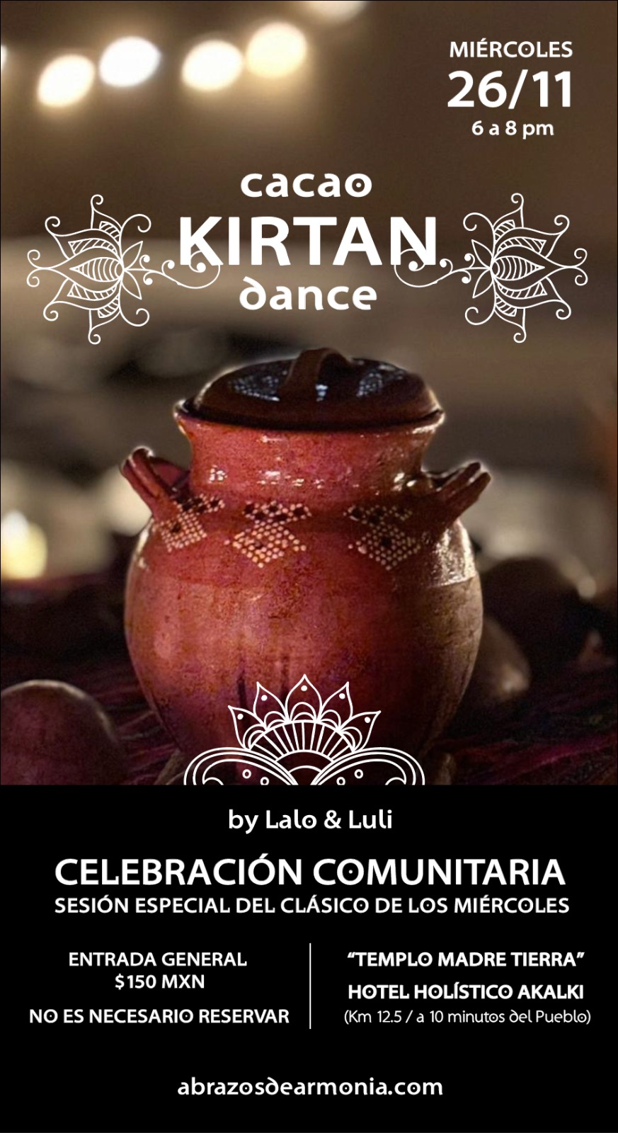 ceremonia de cacao y kirtan dance